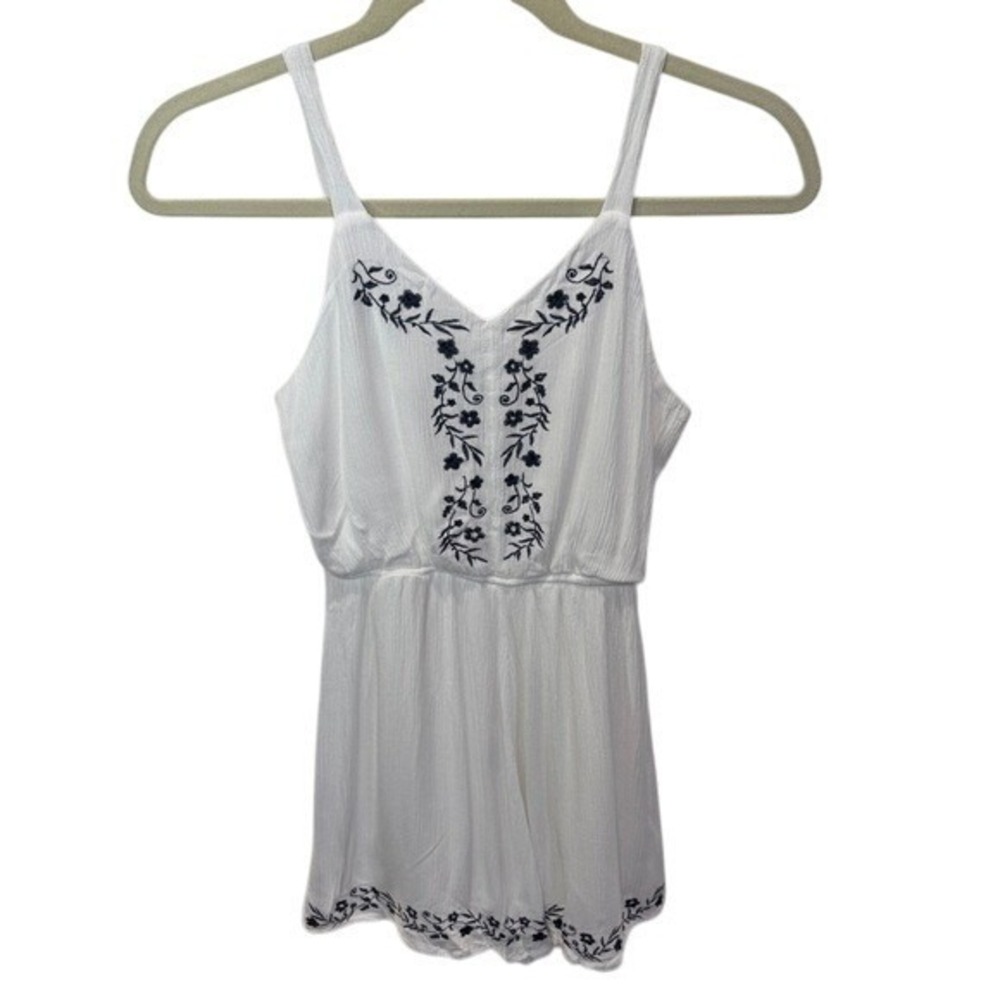 Blue Rain White Embroidered Sleeveless Romper Size 14 Casual Summer‎